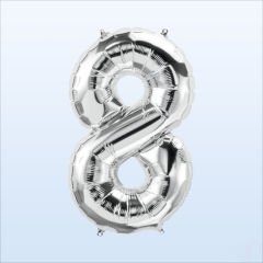 8 Yaş Rakam Gümüş Folyo Balon - 76 cm