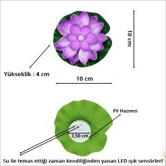 Suda Yüzen Nilüfer Çiçeği Pilli Led MuM - Mor