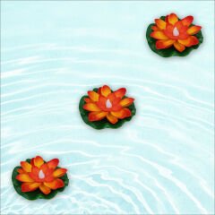 Suda Yüzen Nilüfer Çiçeği Pilli Led MuM - Turuncu, 3 Adet