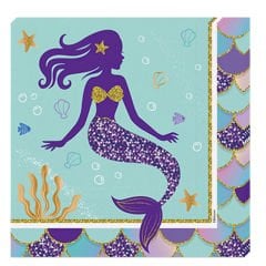 Pırıltılı Deniz Kızı Peçete - 16 Adet