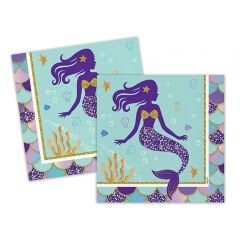 Pırıltılı Deniz Kızı Peçete - 16 Adet