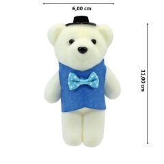 Süslü Minik Ayıcık Süs, 11cm x 6cm - 1 Adet Mavi