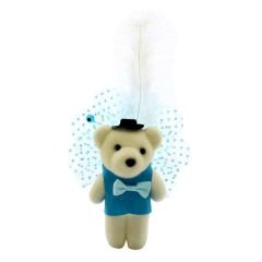 Süslü Minik Ayıcık Süs, 11cm x 6cm - 1 Adet Mavi