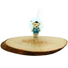 Süslü Minik Ayıcık Süs, 11cm x 6cm - 1 Adet Mavi