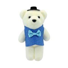 Süslü Minik Ayıcık Süs, 11cm x 6cm - 1 Adet Mavi