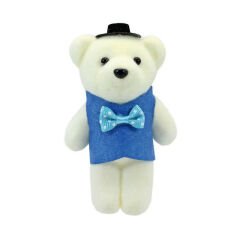 Süslü Minik Ayıcık Süs, 11cm x 6cm - 1 Adet Mavi