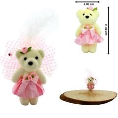 Süslü Minik Ayıcık Süs, 11cm x 6cm - Pembe
