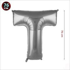 T Harf Gümüş Folyo Balon - 76 cm