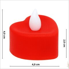 Led Işıklı Pilli Tealight Kalp MuM, 4x2cm Sarı Işık - 2 Adet