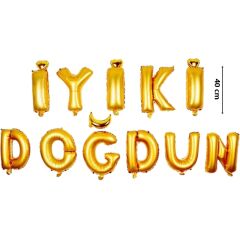 İyiki Doğdun Folyo Balon Seti, 40 cm - Altın
