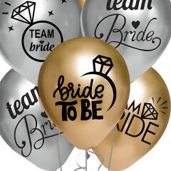 Team Bride Metalik Altın ve Gümüş Renkli Balon, 30cm x 8 Adet
