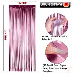 Kapı, Duvar ve Arka Fon Saçaklı Perde 1mt x 2mt - Pembe