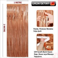 Kapı, Duvar ve Arka Fon Saçaklı Perde 1mt x 2mt - Rose Gold