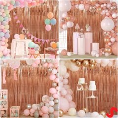 Kapı, Duvar ve Arka Fon Saçaklı Perde 1mt x 2mt - Rose Gold