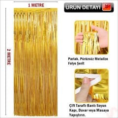 Kapı, Duvar ve Arka Fon Saçaklı Perde 1mt x 2mt - Altın
