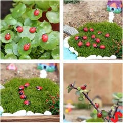 Uğur Böceği Ahşap Sticker, 1,5cm x 1,2cm  x 15 Adet - Kırmızı