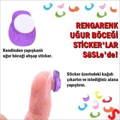Uğur Böceği Ahşap Sticker, 1,5cm x 1,2cm  x 15 Adet - Çok Renkli