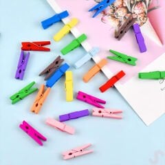 Dekoratif Ahşap SüS Mandalı, 3 cm x 25 Adet - Çok Renkli