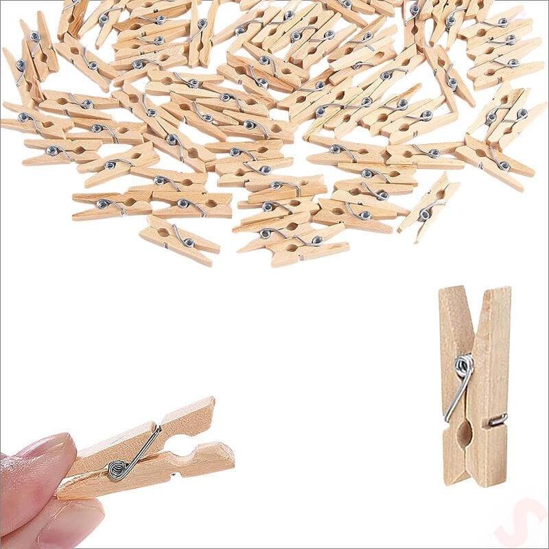 Dekoratif Ahşap SüS Mandalı, 3 cm x 25 Adet - Natürel