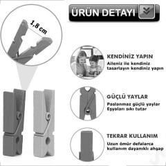 Dekoratif Ahşap SüS Mandalı, 3 cm x 25 Adet - Natürel