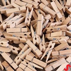 Dekoratif Ahşap SüS Mandalı, 3 cm x 25 Adet - Natürel