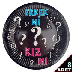 Cinsiyet Belirleme Partisi Karton Tabak - 23cm x 8 Adet