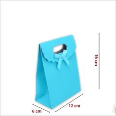 El Geçmeli Karton Çanta 16 x 12 x 6 cm, Mavi - 1 Adet