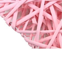 Dekoratif Hasır Kalp, 30 x 25 x 6 cm - Pembe