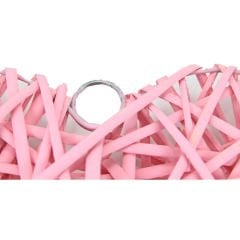 Dekoratif Hasır Kalp, 30 x 25 x 6 cm - Pembe