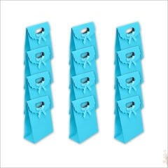El Geçmeli Karton Çanta 16 x 12 x 6 cm, Mavi - 12 Adet