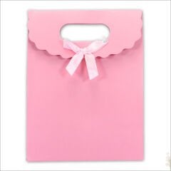 El Geçmeli Karton Çanta 16 x 12 x 6 cm, Pembe - 12 Adet