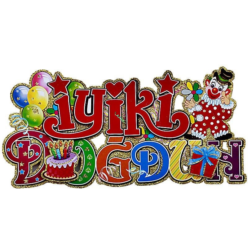 İyiki Doğdun Palyaçolu, 3 Boyutlu Kağıt Süs - 50,00 cm