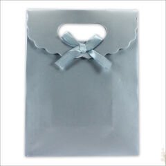 El Geçmeli Karton Çanta 38 x 27 x 15 cm, Mat Gümüş - 12 Adet