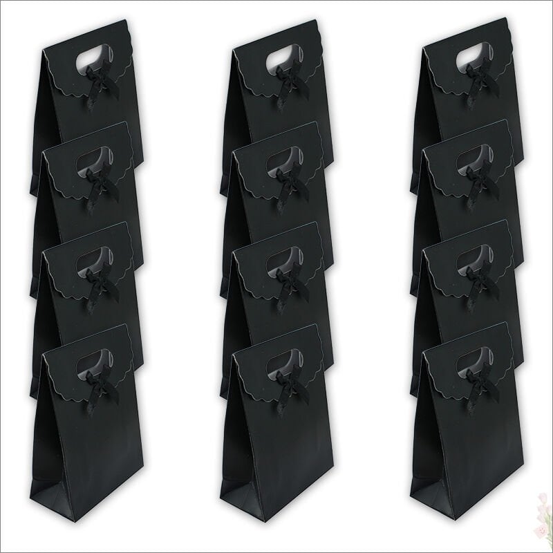 El Geçmeli Karton Çanta 38 x 27 x 15 cm, Siyah - 12 Adet