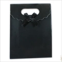 El Geçmeli Karton Çanta 38 x 27 x 15 cm, Siyah - 12 Adet