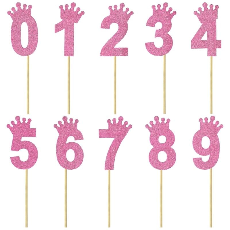 Eva Simli Rakam Pasta Süsü, 19cm x 7,5cm - 1 Adet Pembe