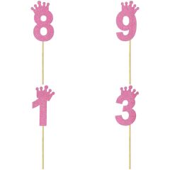Eva Simli Rakam Pasta Süsü, 19cm x 7,5cm - 1 Adet Pembe