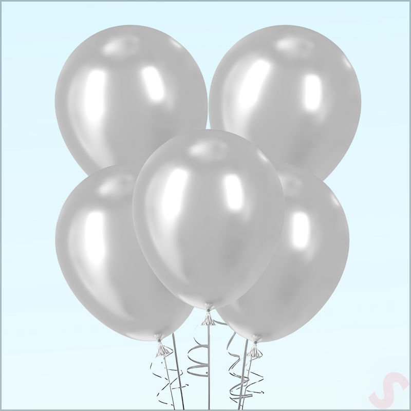 Mirror Ayna Krom Balon, 30cm x 5 Adet - Gümüş