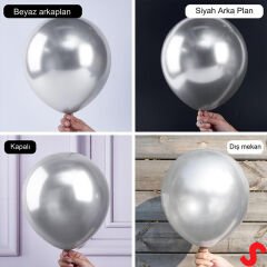 Mirror Ayna Krom Balon, 30cm x 5 Adet - Gümüş