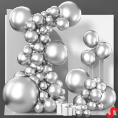 Mirror Ayna Krom Balon, 30cm x 5 Adet - Gümüş