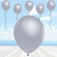 Balon Standlı, 7 Adet - Metalik Gümüş Balon