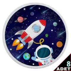 Kozmik Galaksi Uzay Temalı Karton Tabak - 23cm x 8 Adet