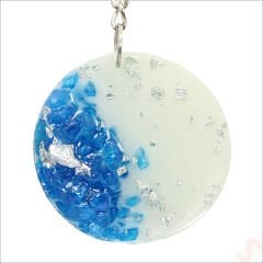 Kartlıklı Mavi Taşlı Epoksi Anahtarlık, Gümüş - 1 Adet