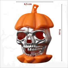 Halloween Led Işıklı 9cm x 6,5cm Pilli Kuru Kafa, 1 Adet