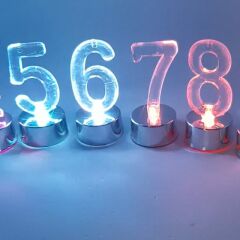 Led Işıklı Pleksi Rakam, Çok Renkli Işık, Gümüş