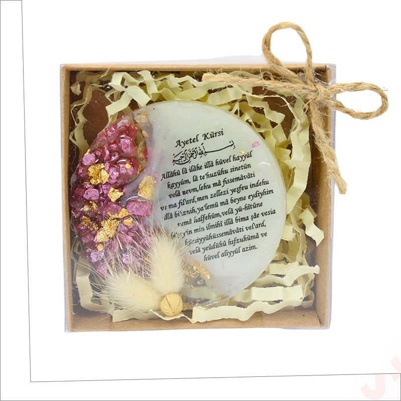 Kutulu ve SüSLü Pembe Taşlı 6,50 cm Epoksi Magnet - 1 Adet