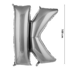 K Harf Folyo Balon, 100 cm - Gümüş