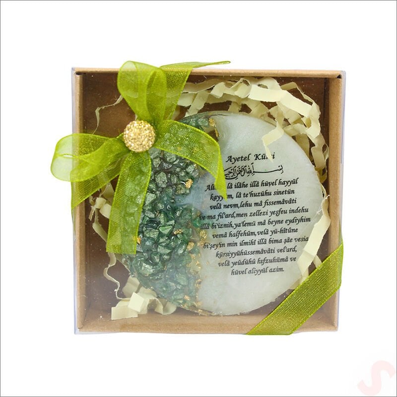 Kutulu ve SüSLü Yeşil Taşlı 6,50 cm Epoksi Magnet - 1 Adet