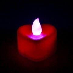 Led Işıklı Pilli Tealight Kalp MuM, 4 cm x 2 cm - Renk Değiştiren Işık