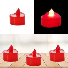 Led Işıklı Pilli Tealight Kalp MuM, 4 cm x 2 cm - Renk Değiştiren Işık